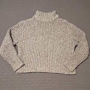 A New Day-Women's Cozy Knit Mock Turtleneck pullover Sweater-Grey/Rust Orange-M